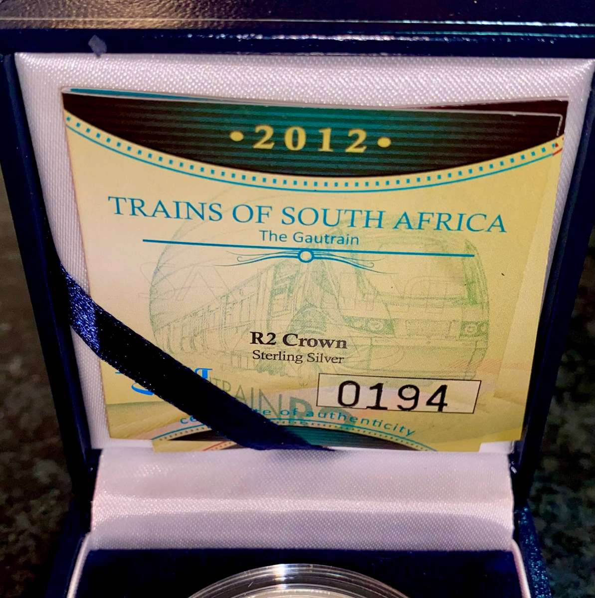 South Africa. Proof Silver R2 - Trains of South Africa 2012 Gautrain - SA Mint box + certificate