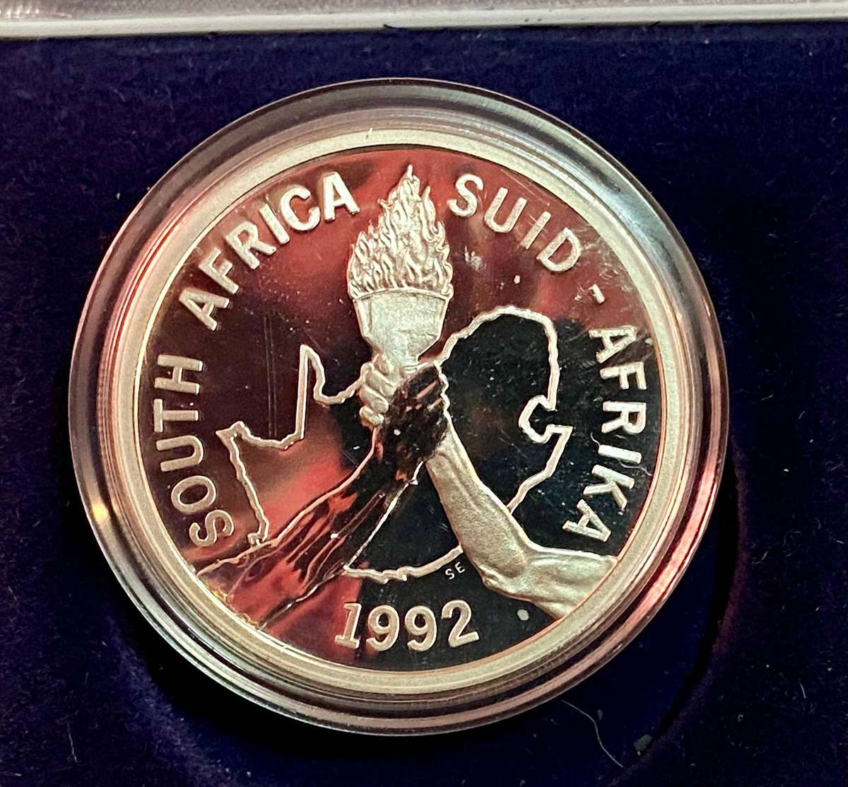 South Africa. Proof Silver R2 - Barcelona Olympics 1992 - blue box