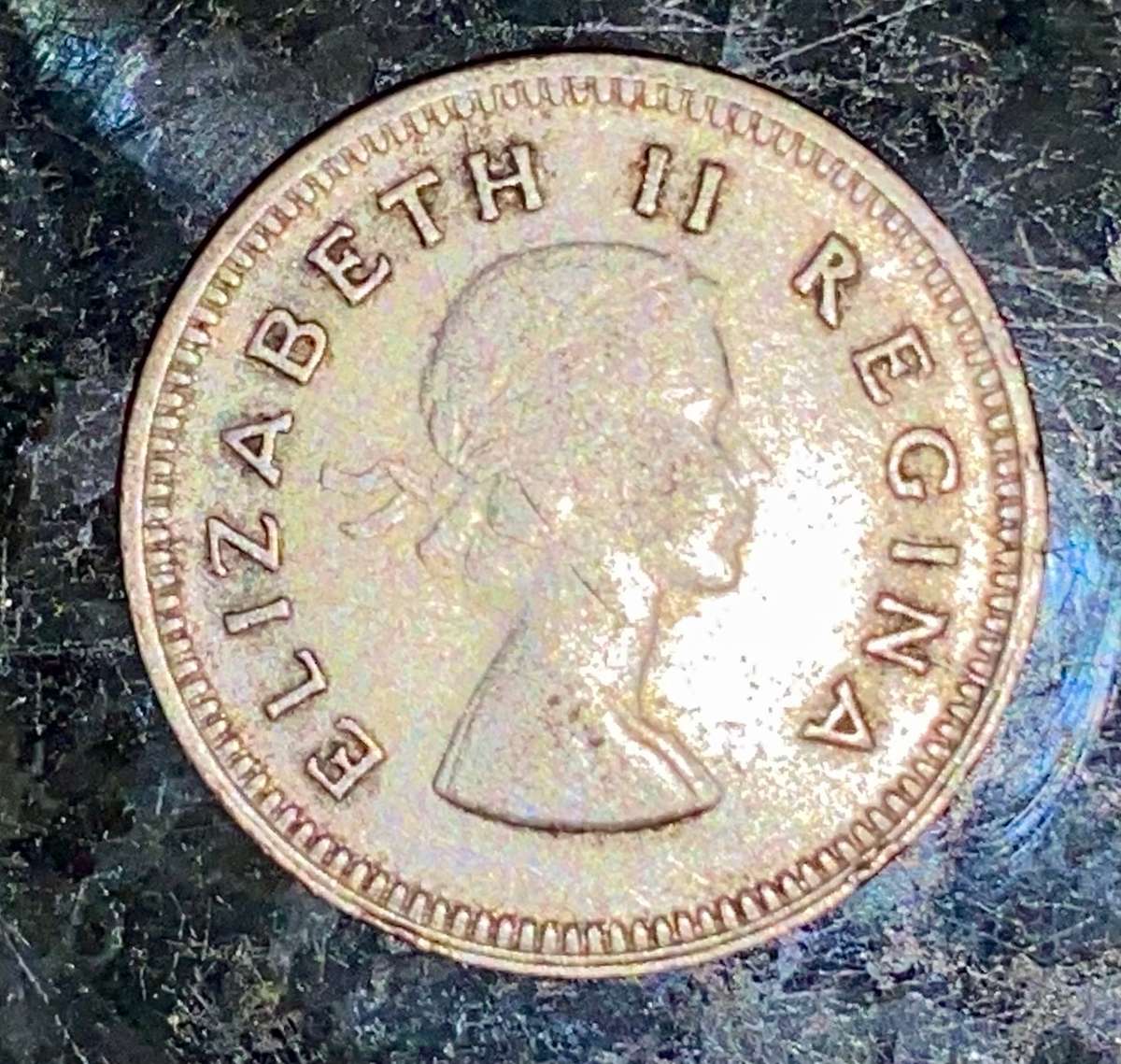 S A UNION SILVER 3D THREEPENCE TICKEY --1954--