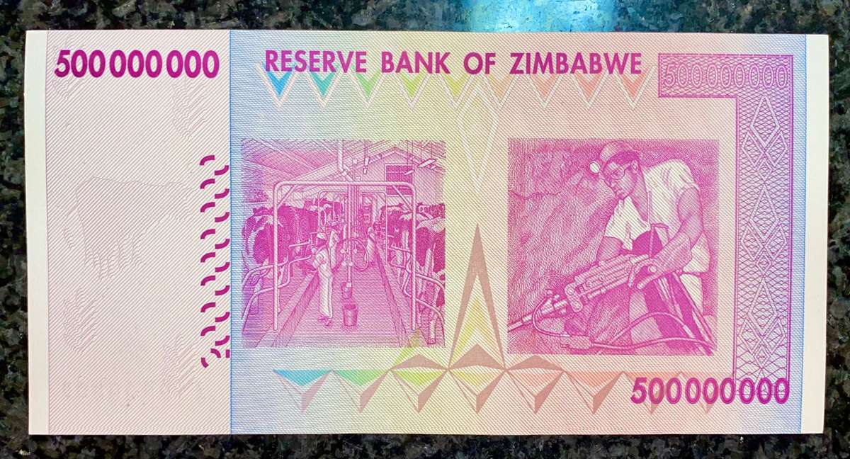 ZIMBABWE 500 MILLION DOLLARS 2008 UNC