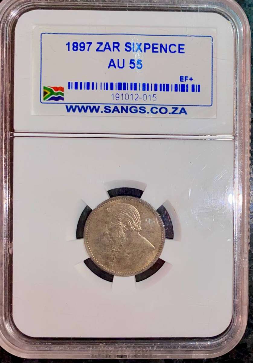 Z.A.R Graded 1897 - Silver 6 pence AU55 SANGS