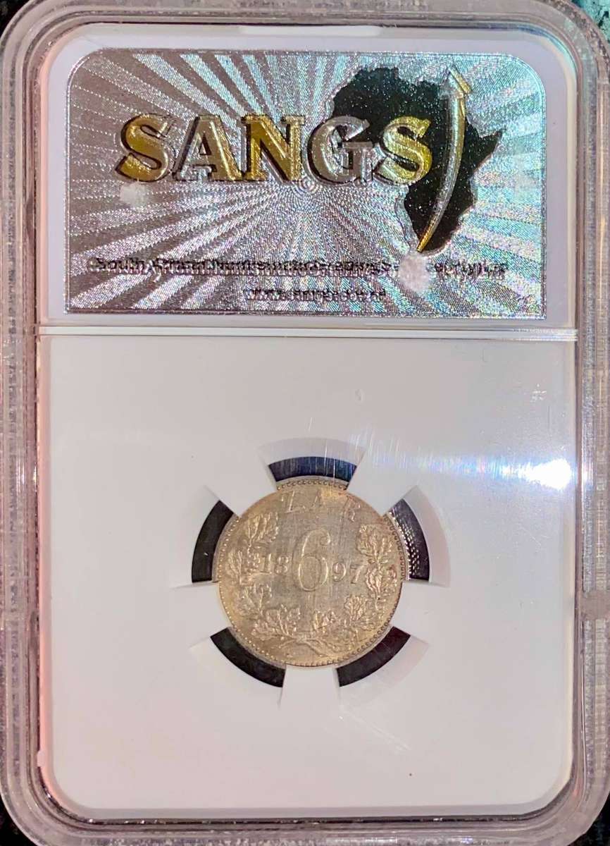 Z.A.R Graded 1897 - Silver 6 pence AU55 SANGS