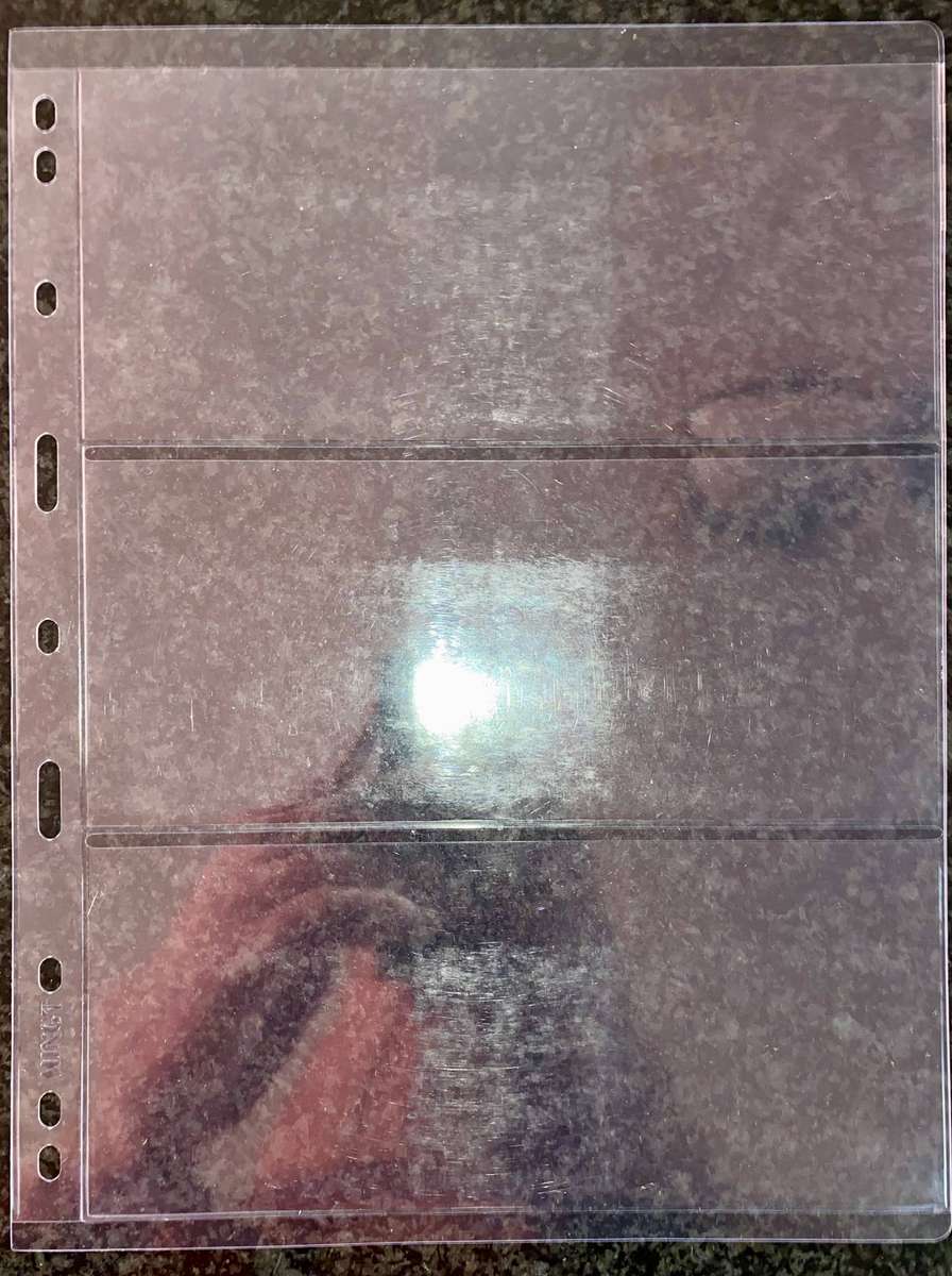 Banknote Stiff Plastic Sleeves - 3 Pocket sleeve (1 bid takes all 4 sleeves) banknotes incl