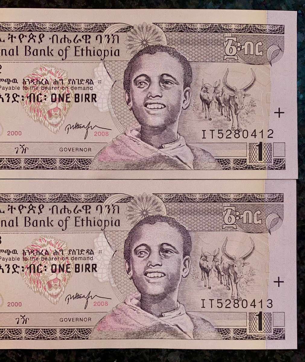 Ethiopia 1 birr in seq IT5280412-413 unc 2000 (1 bid takes all)