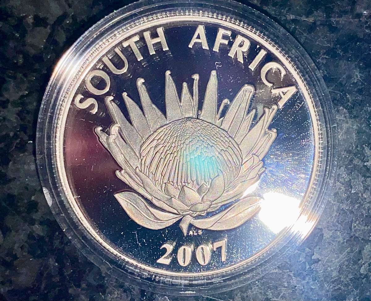 SOUTH AFRICA PROOF SILVER R1 -- 2007 -- FW DE KLERK IN CAPSULE