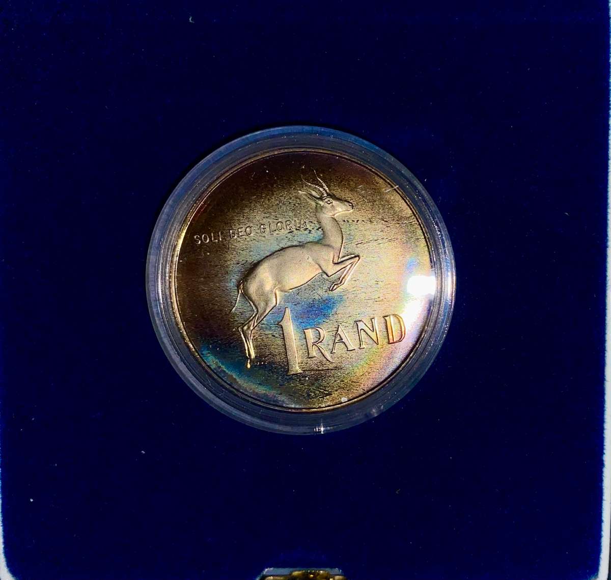 SOUTH AFRICA SILVER PROOF R1 -- 1990 -- IN CAPSULE & ORIGINAL S A MINT BOX