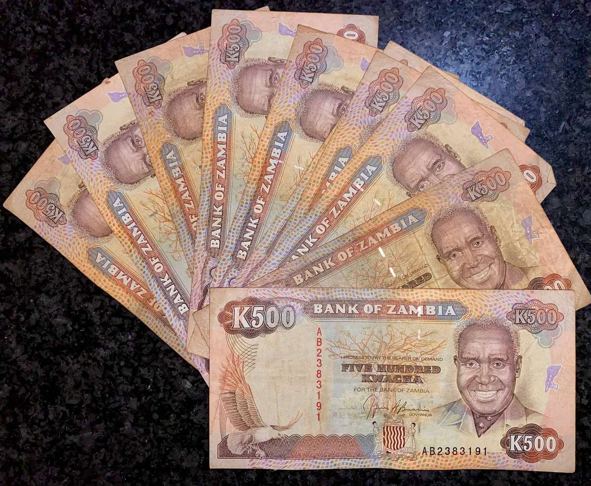 Zambia. 500 kwacha 1991 ( 1 bid takes all 10 )