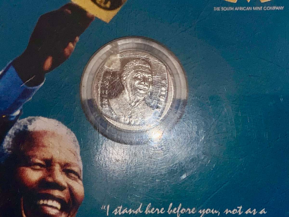 COMPLETE SET COMMEMORATIVE R5 COINS 1994 TO 2021--7 GRADED COIN MS66 -MS62 + PROOF LIKE 2000 MANDELA