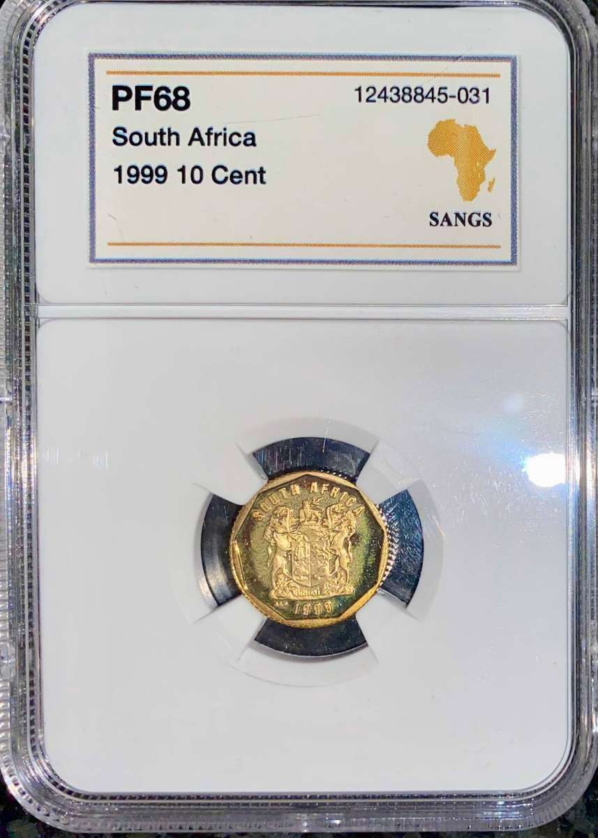 South Africa Proof Graded 10 cent 1999 PF68 SANGS