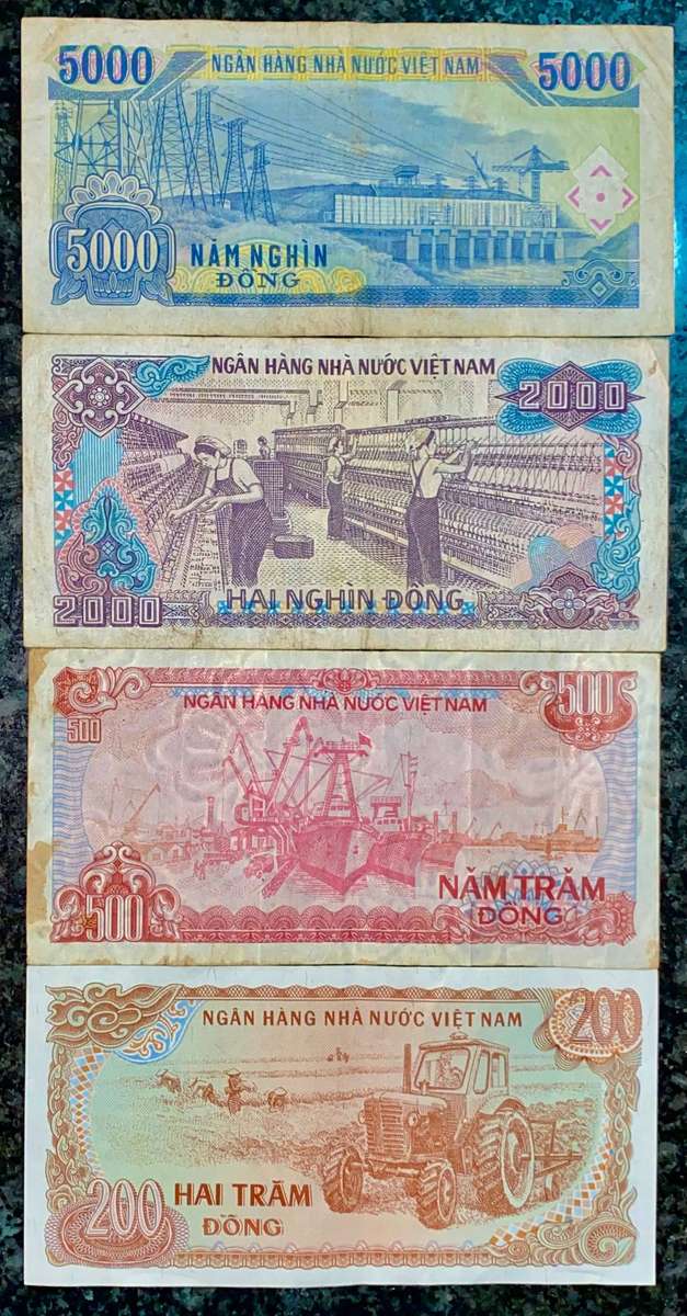 Vietnam. set 5000 dong to 200 dong 1987-1991(1 bid takes all)