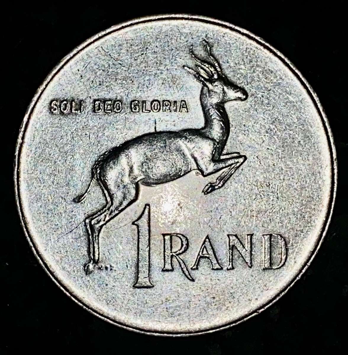 SOUTH AFRICA SILVER R1 --1966 AFRIKAANS SILVER 80%