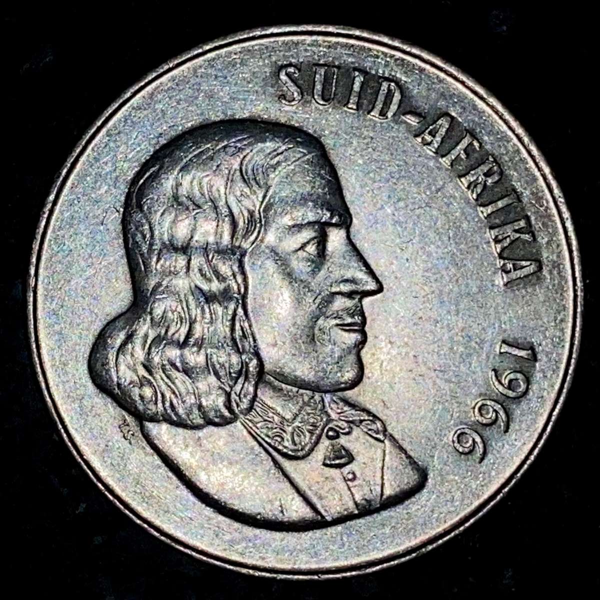 SOUTH AFRICA SILVER R1 --1966 AFRIKAANS SILVER 80%