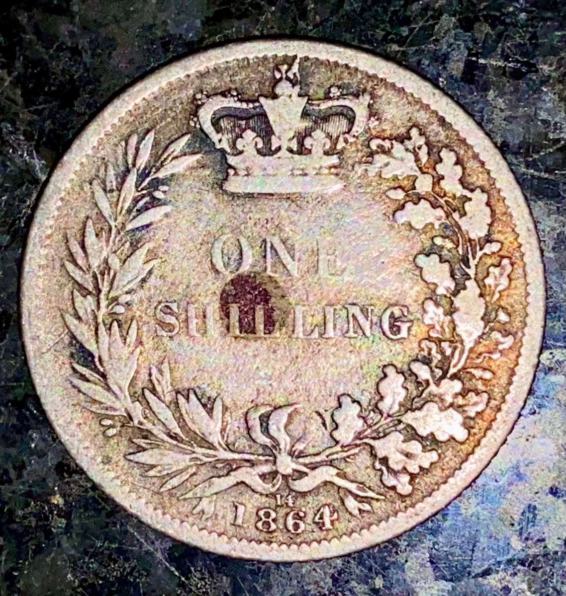 GREAT BRITAIN SILVER 1 SHILLING 1864 STERLING SILVER