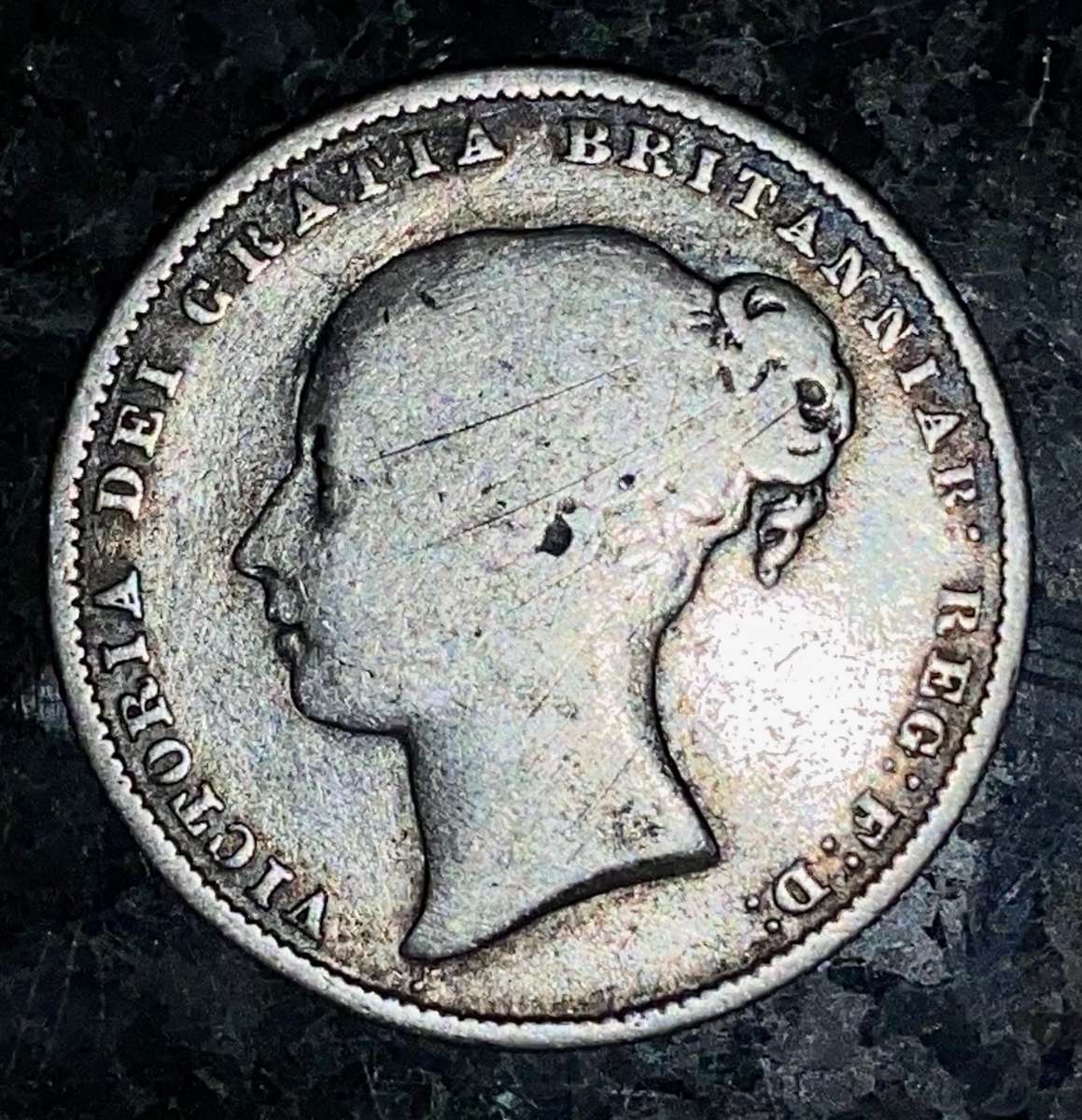 GREAT BRITAIN SILVER 1 SHILLING 1864 STERLING SILVER