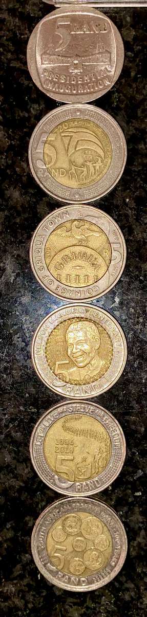 Complete set commemorative R5 coins 1994 to 2021 - 3 graded coin MS64-MS60 + proof like 2000 Mandela