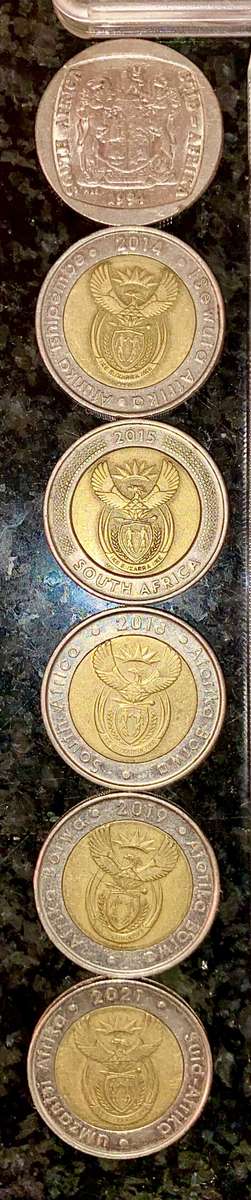 Complete set commemorative R5 coins 1994 to 2021 - 3 graded coin MS64-MS60 + proof like 2000 Mandela