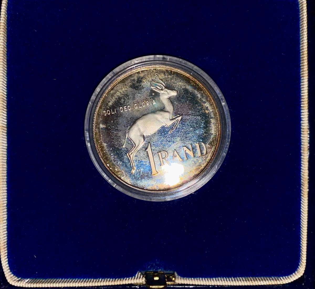 SOUTH AFRICA SILVER PROOF R1 --1992-- COAT OF ARMS - IN SA MINT BOX