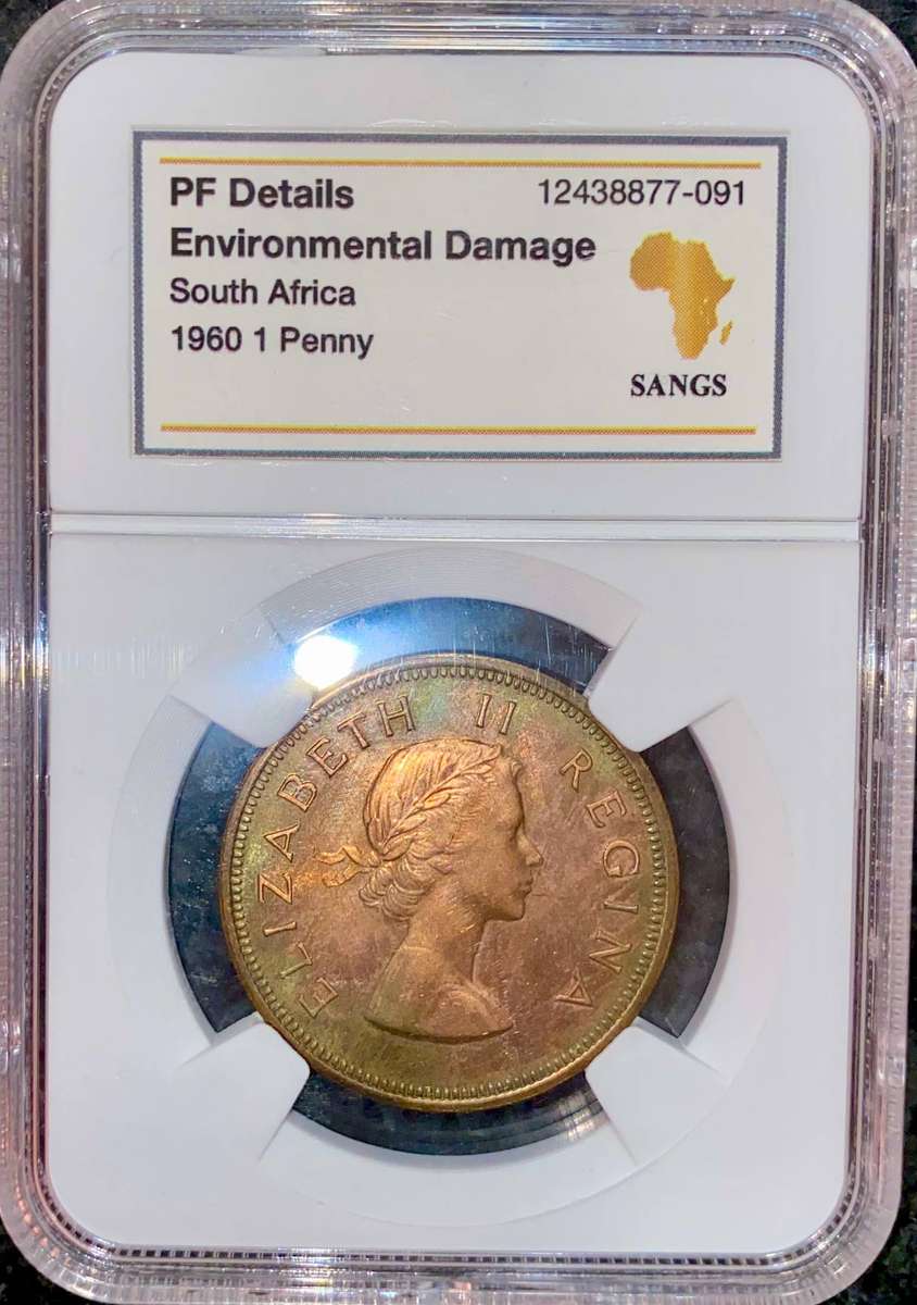 South Africa Graded 1 penny 1960 PF SANGS