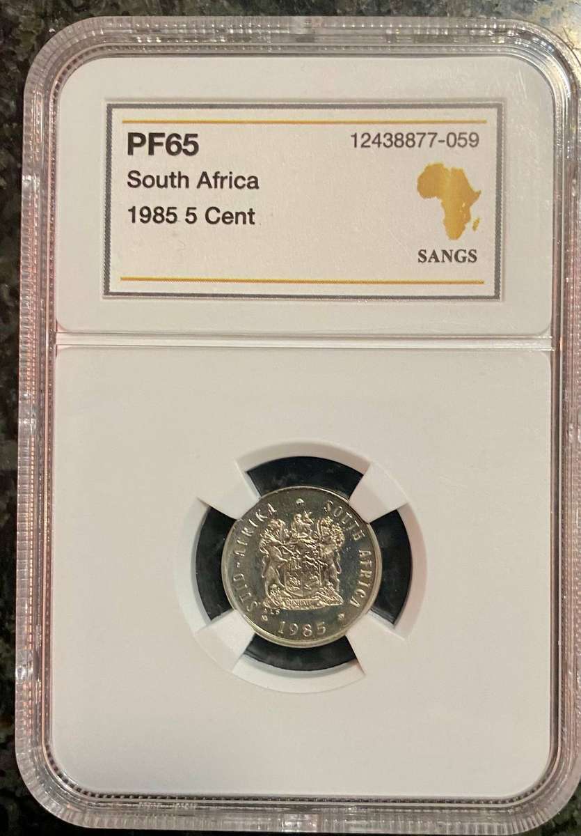 South Africa Graded 5 cent 1985 graded PF65 SANGS