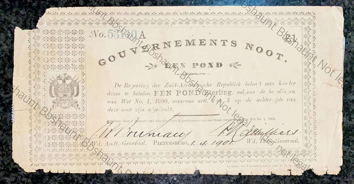 Z.A.R Pietersburg 1 pound Governments Noot 01-04-1901 No 53110A