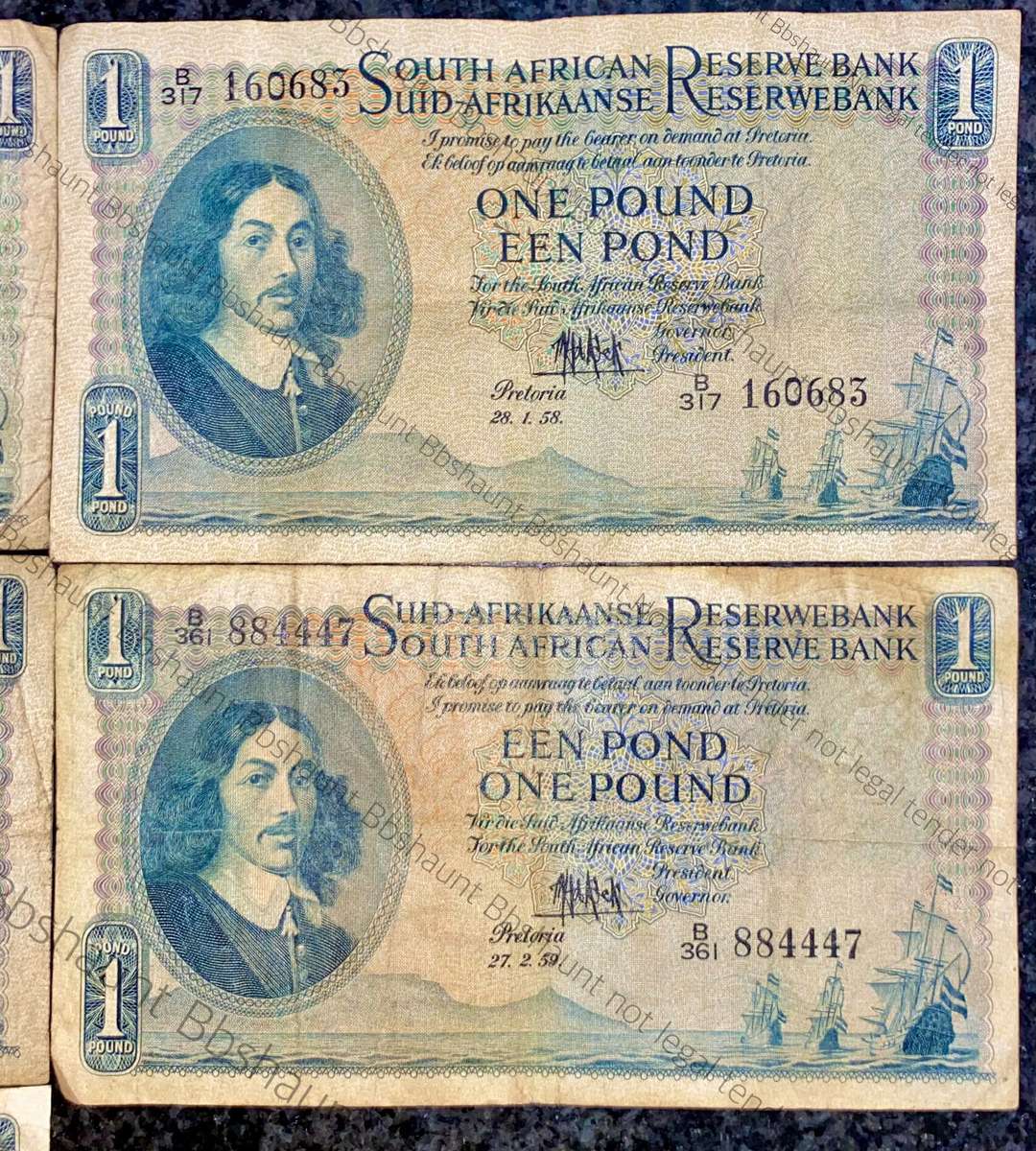 Complete set MH DE KOCK 1 pound 1950 to 1959 (1 bid takes all)