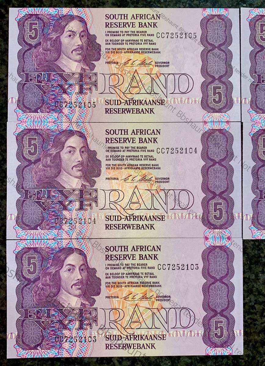 CL Stals. R5 in sequence CC7252101-105 UNC 2nd issue 1990 (1 bid takes all)