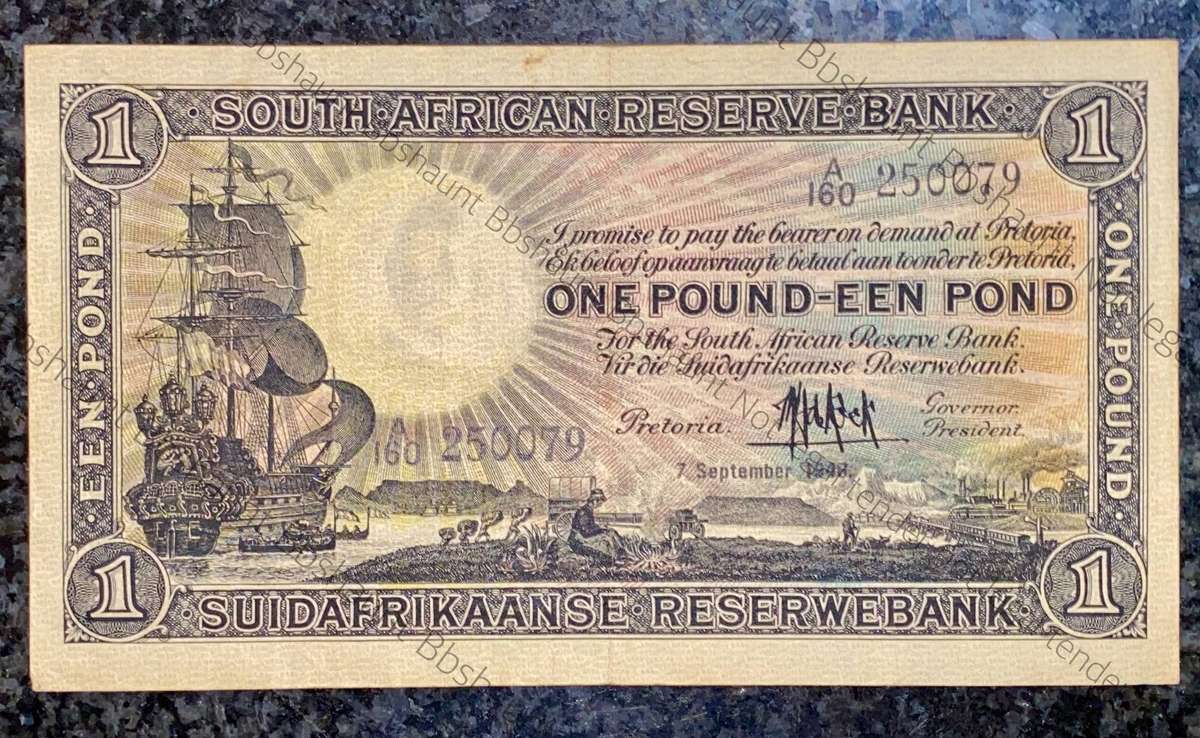 Mh De Kock. 1 pound Pretoria 1946 -- A160