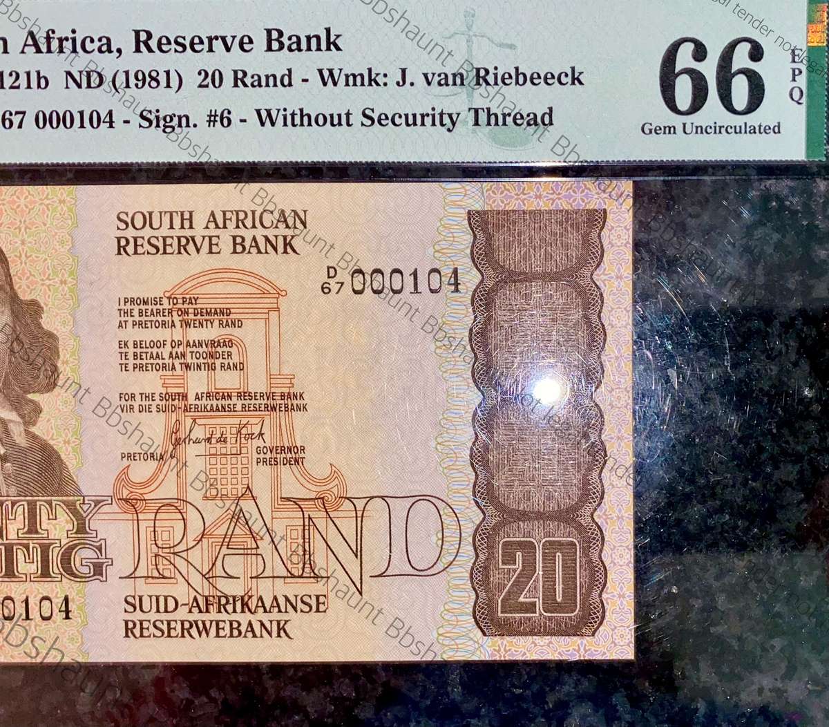 GPC De Kock Graded Low Matching No -000104 First Issue R20, R10 & R5 Graded Gem UNC EPQ 66 & 64 PMG