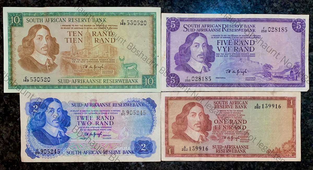 complete set Tw De Jongh R10 to R1 - mostly springbuck wtm 1967-1975(1 bid takes all)