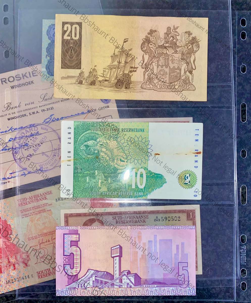 South Africa Various Banknotes - sleeves included (1 bid takes all))