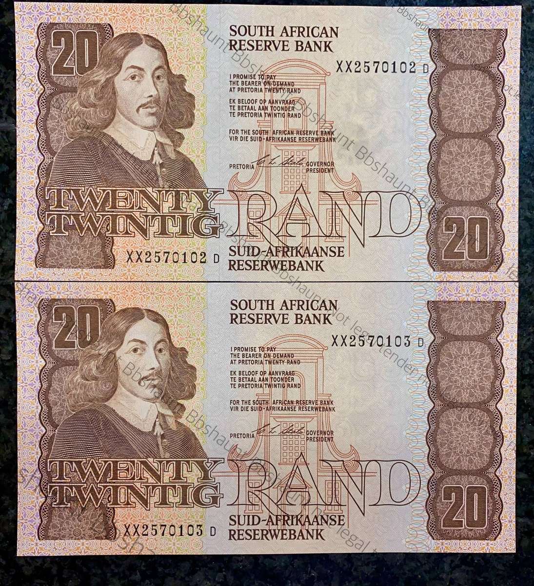 Replacement Note CL Stals R20 sequence XX2570102-103 first issue 1990 UNC (1 bod takes all)