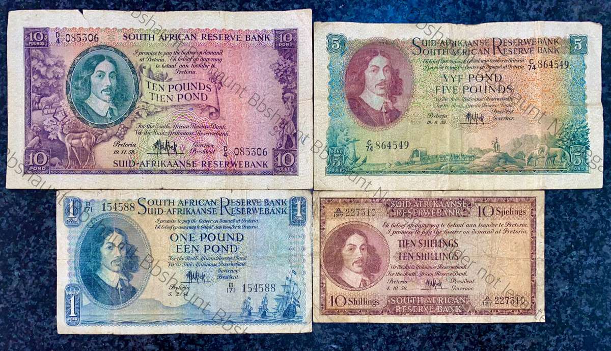 Mh De Kock set 10 pounds to 10 shillings 1954-1959 (1 bid takes all)