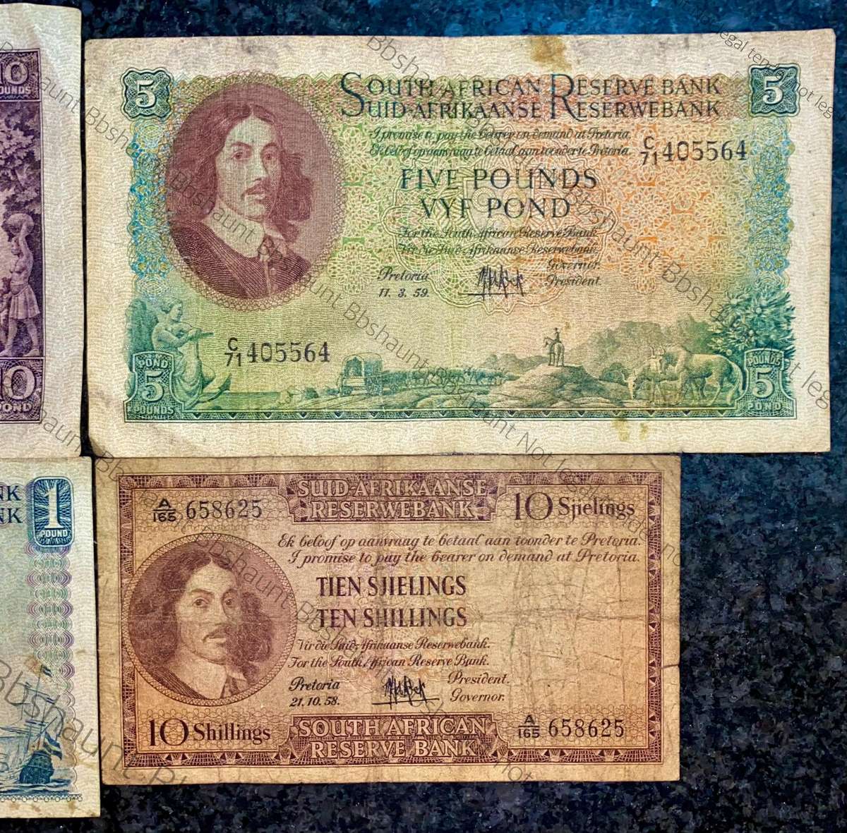 Mh De Kock. set 10 pounds to 10 shillings 1958 & 1959 (1 bid takes all)