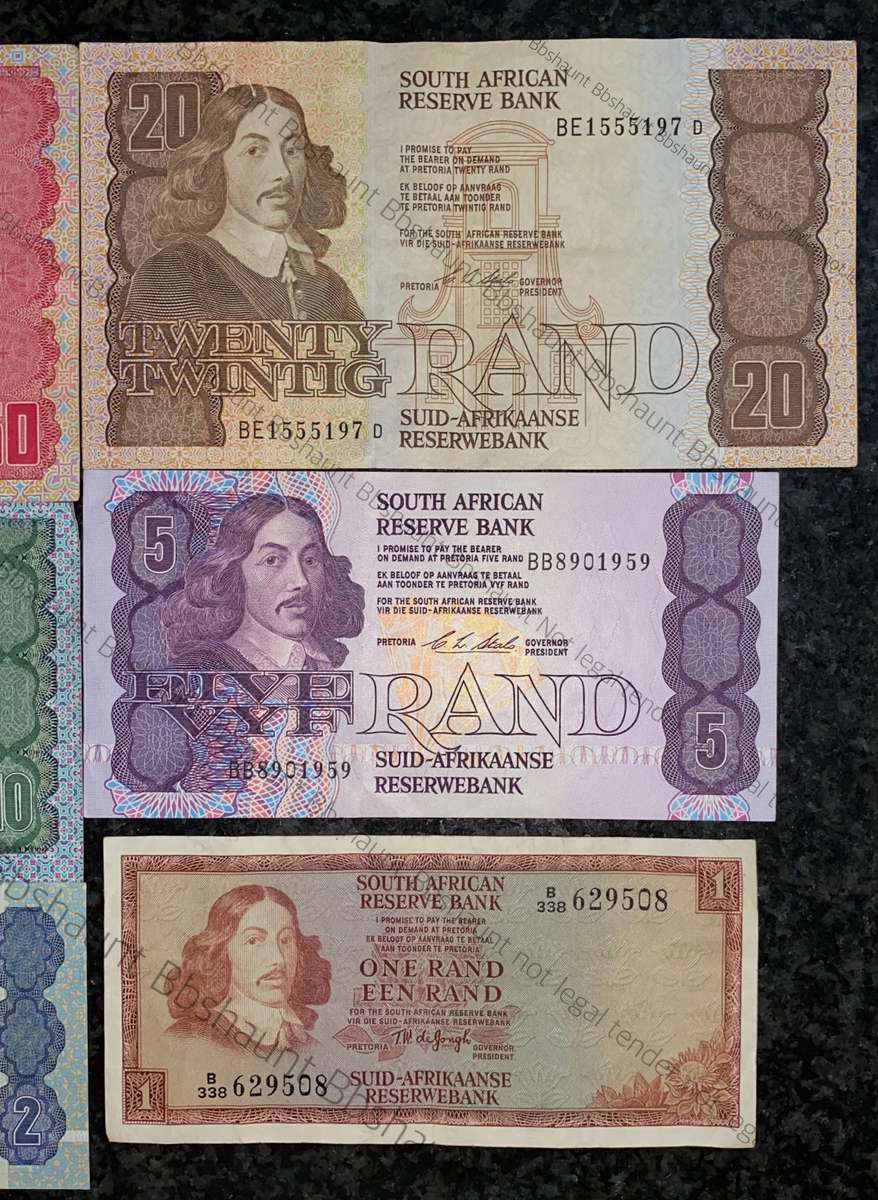 Complete set CL Stals R50AA to R2AA - 1st issue 1990 (R1 De Jongh 1975) (1 bid takes all)