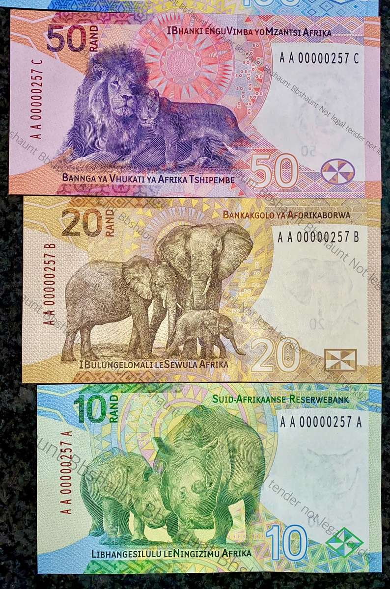 L KGANYAGO AA UNC VERY LOW MATCHING NUMBERS AA0000257 IN ORIGINAL S A RESERVE BANK FOLDERS