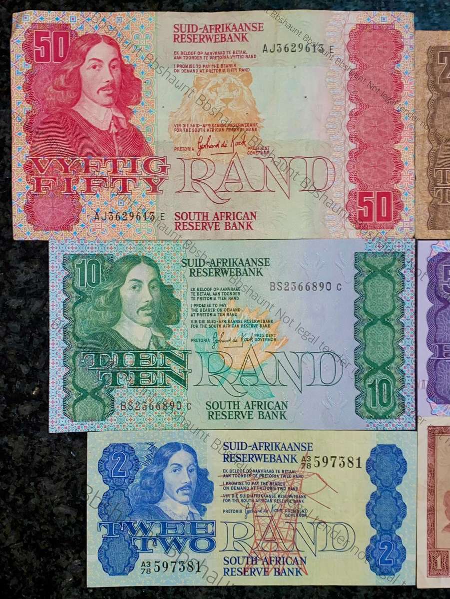 Complete Set GPC De Kock & Decimals R50 TO R2 - 1980s (R1 de Jongh 1975) (1 bid takes all)