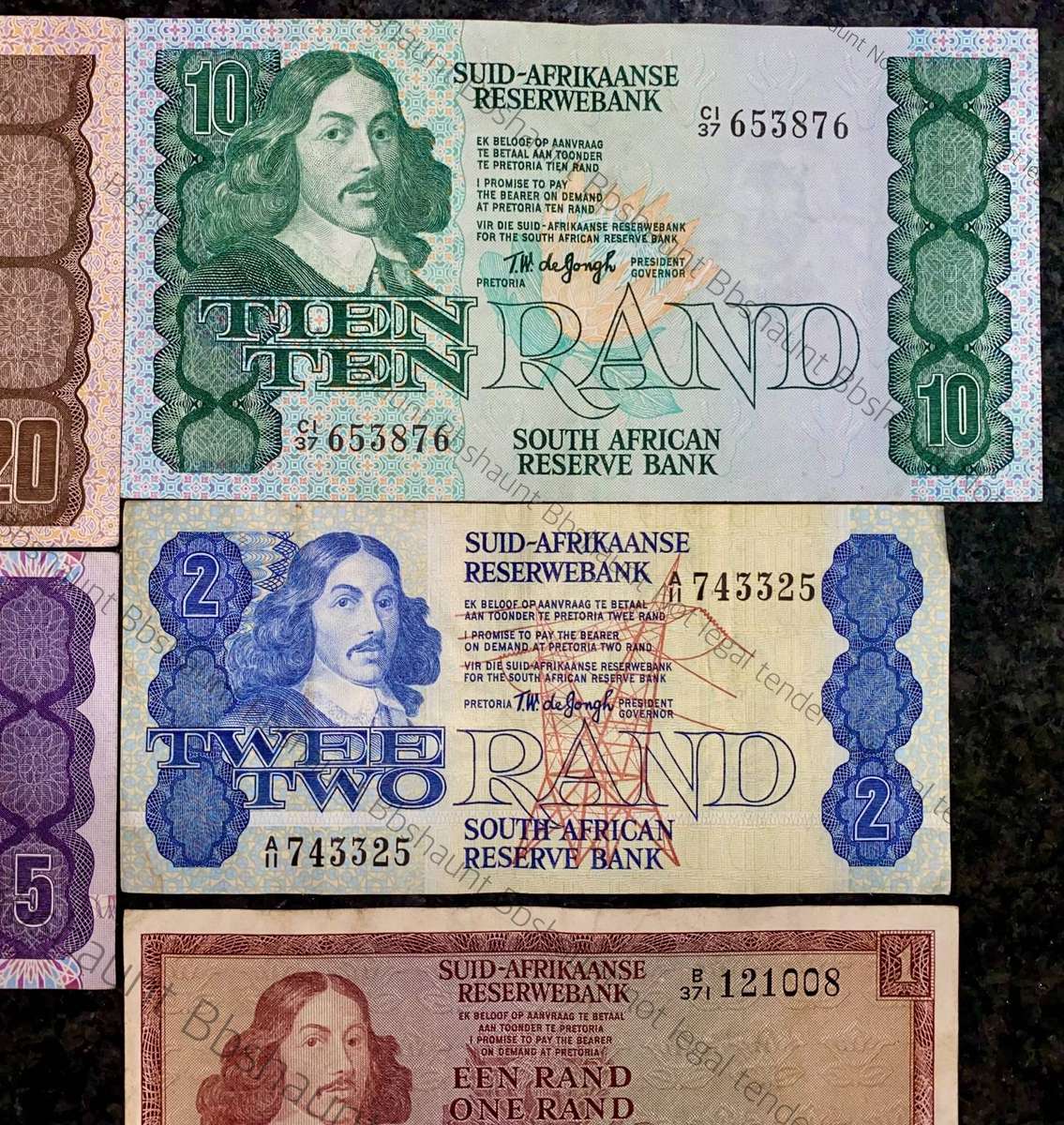 Complete Set TW De Jongh R20 to R1 - 4th issue 1978 (R1 -- 2nd issue 1973) (1 bid takes all)