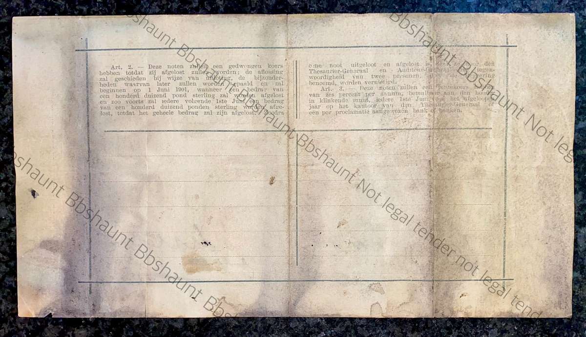Z.A.R Pretoria 20 pounds Government noot 28-05-1900 without prefix NO - spade border