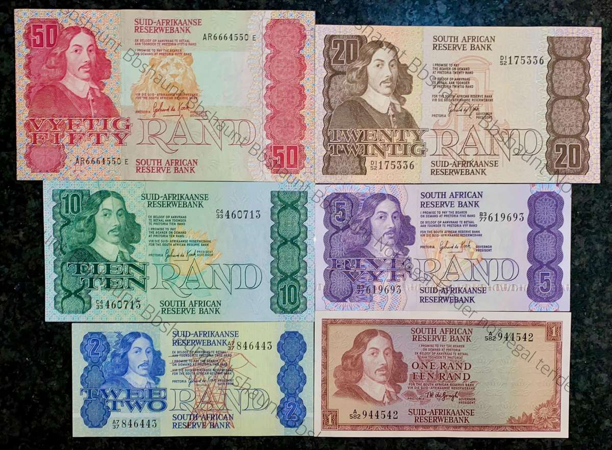 Complete set GPC De Kock & decimals R50 TO R2 - Good Condition (R1 de Jongh 1975) (1 bid takes all)