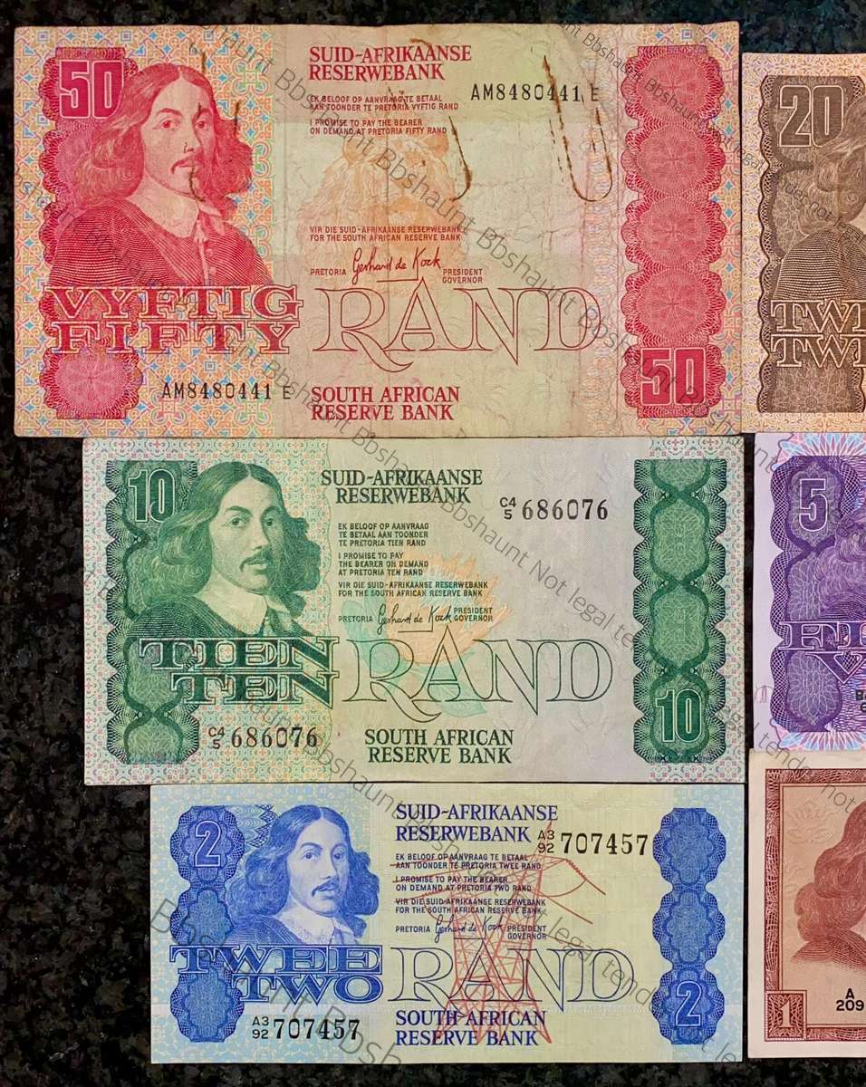 Complete Set GPC De Kock & decimals R50 TO R2 - 1980s (R1 de Jongh 1975) (1 bid takes all)