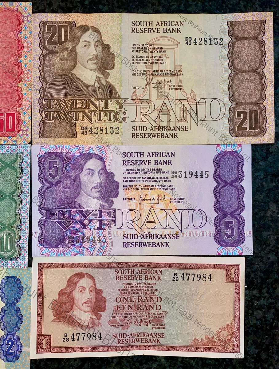 Complete Set GPC De Kock & decimals R50 TO R2 - 1980s (R1 de Jongh 1973) (1 bid takes all)