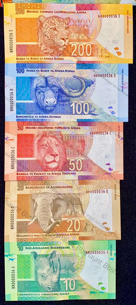 SOUTH AFRICA SET VERY LOW NO - L. KGANYAGO AA0000215 & G. MARCUS (NELSON MANDELA NM0000056 SCARCE)