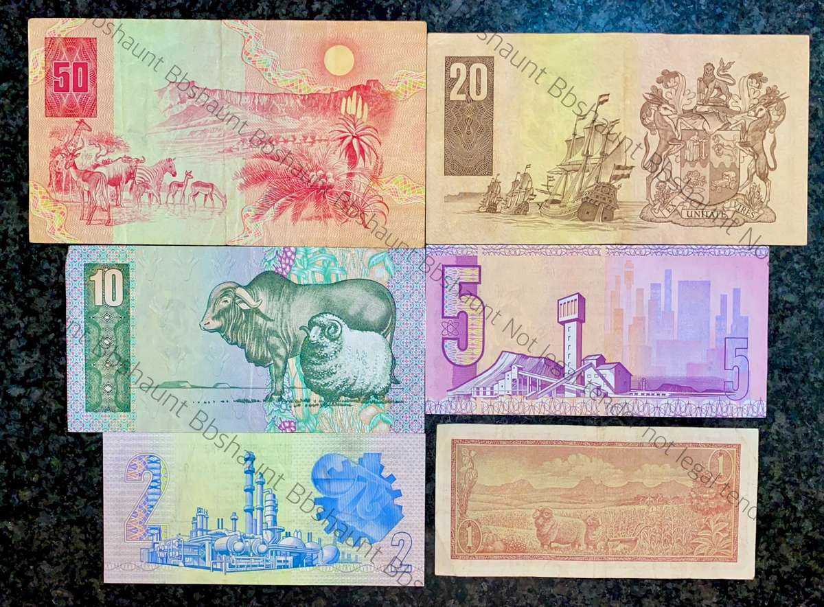 Complete set CL Stals R50AA to R2AA - 1st issue 1990 (R1 De Jongh 1975) (1 bid takes all)