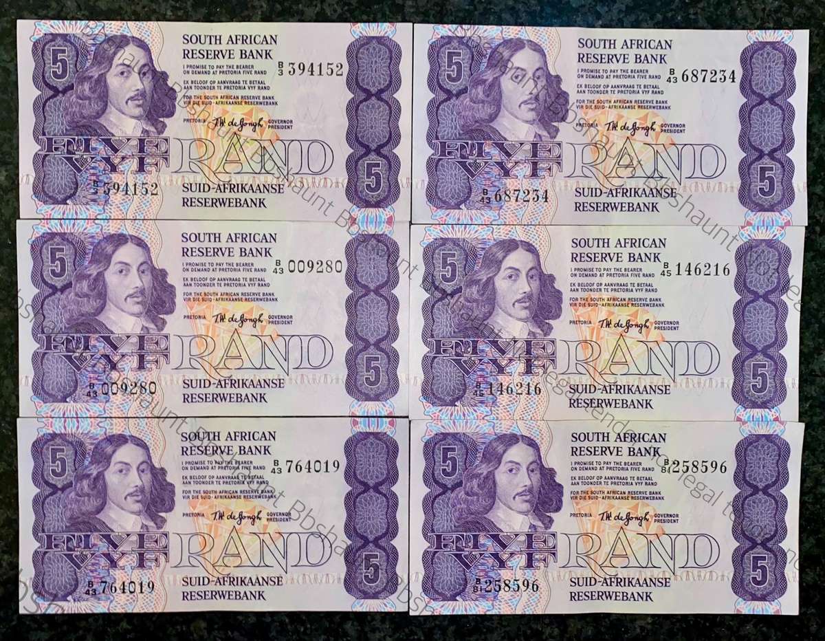 Tw De Jongh. R5 Van Riebeeck wtm 1978 - 4th issue (bid per note)