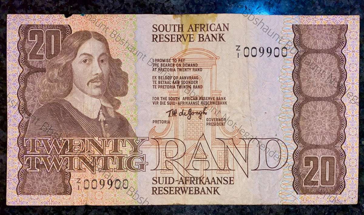 Replacement Note. TW De Jongh R20 - Z1 /009900 - 4th issue 1979