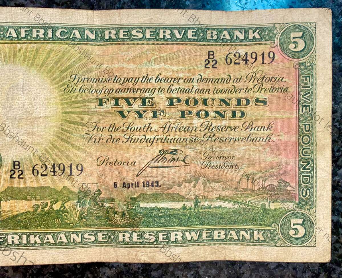 J Postmus 5 pound  5th April 1943 only issue B22