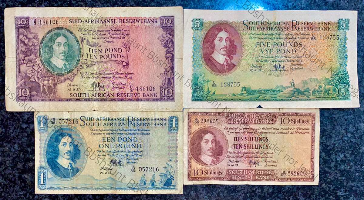 Mh De Kock set 10 pounds to 10 shillings 1955-1959 (1 bid takes all)