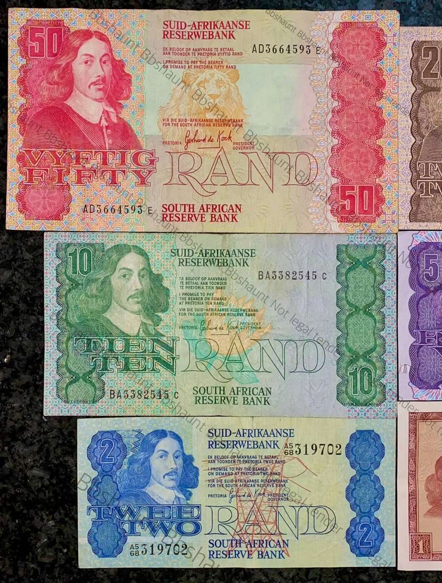 Complete Set GPC De Kock & Decimals R50 TO R2 - 1980s (R1 de Jongh 1975) (1 bid takes all)