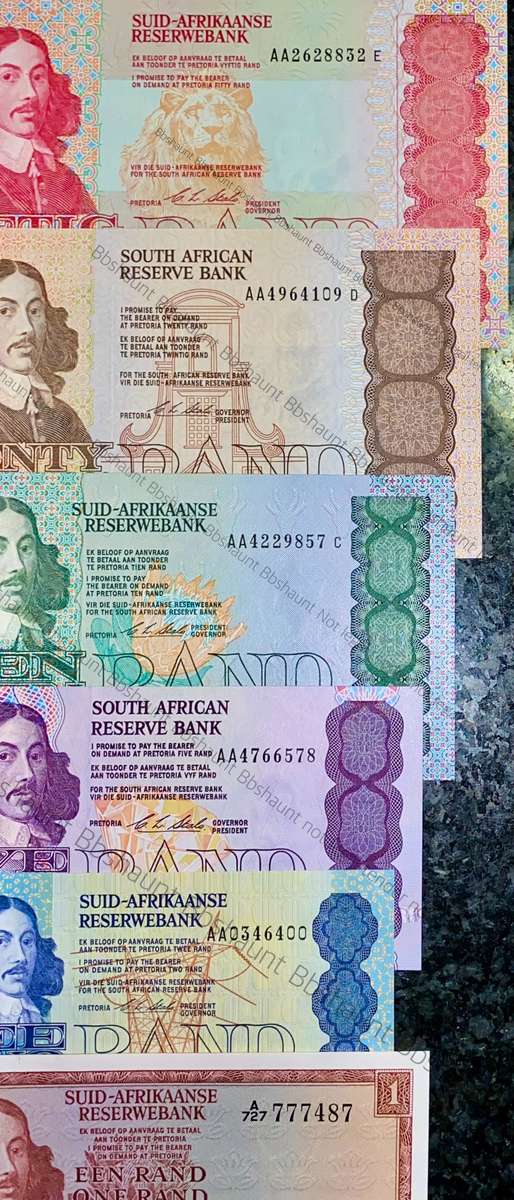 COMPLETE SET OF AA UNC CL STALS & DECIMALS R50AA TO R2AA -- 1ST ISSUE 1990 (R1A TW DE JONGH)