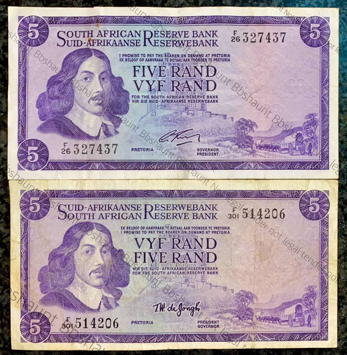 G Rissik R5 - F26 - 2nd issue 1966 & TW De Jongh R5 - F301 - 3rd issue 1976 (1 bid takes all)